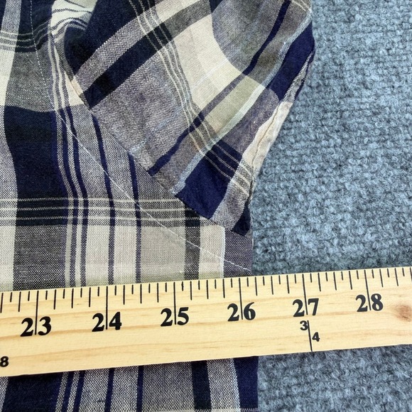 Ralph Lauren Shirt Mens Large Plaid Blaire Cotton Linen Ramie Blend Button Down - Picture 5 of 7